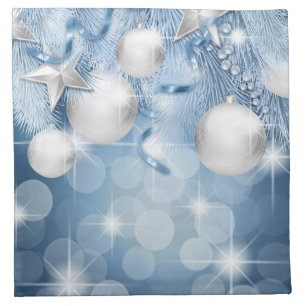 Blue and Silver Christmas Ornaments Cloth Napkin