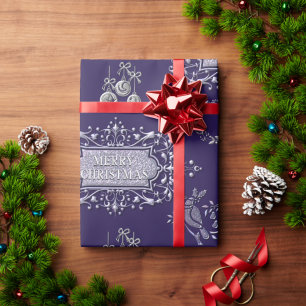 Blue and Silver Christmas Wrapping Paper