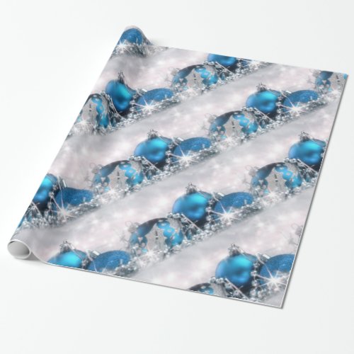 Blue And Silver Christmas Wrapping Paper