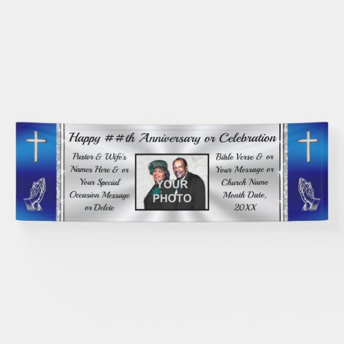 Blue and Silver Church Banner for Any Occasion Banner