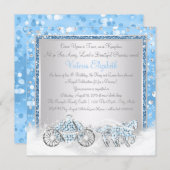 Blue and Silver Cinderella Princess Birthday Party Invitation (Front/Back)