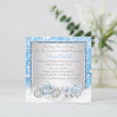 Blue and Silver Cinderella Princess Birthday Party Invitation (Standing Front)