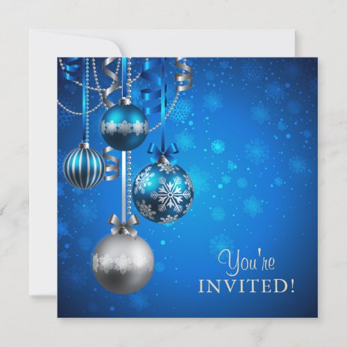 Blue and Silver Corporate Holiday Party Invitation