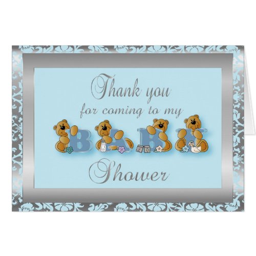 Blue and Silver Damask Teddy Bears