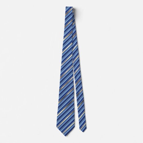 Blue and Silver Diagonal Stripes Neck Tie