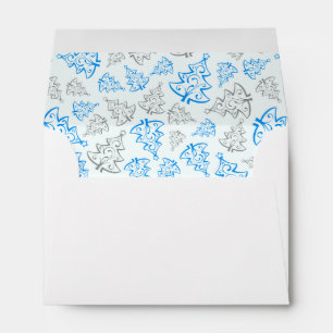 Blue and Silver Elegant Christmas Trees Pattern Envelope