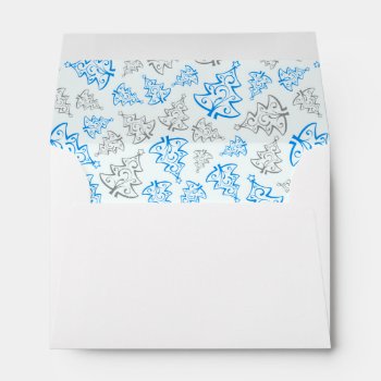 Blue And Silver Elegant Christmas Trees Pattern Envelope by ChristmaSpirit at Zazzle