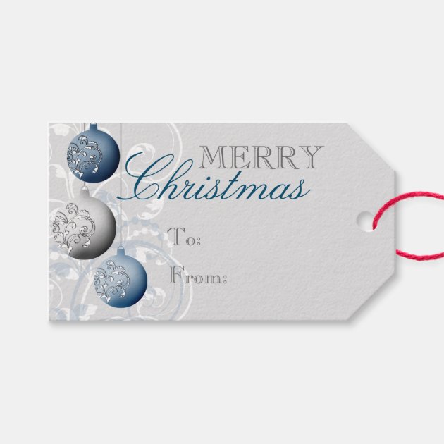 Blue And Silver Festive Christmas Gift Tags