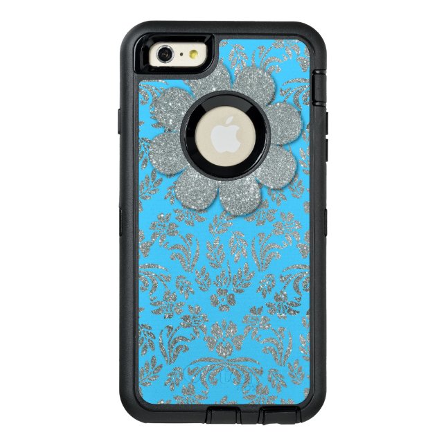 Blue and Silver Floral Otterbox iPhone 6 Plus Case (Back)