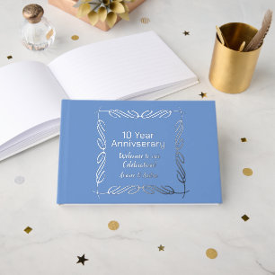 Blue and Silver Foil 10th Anniversary Foil Guest Book