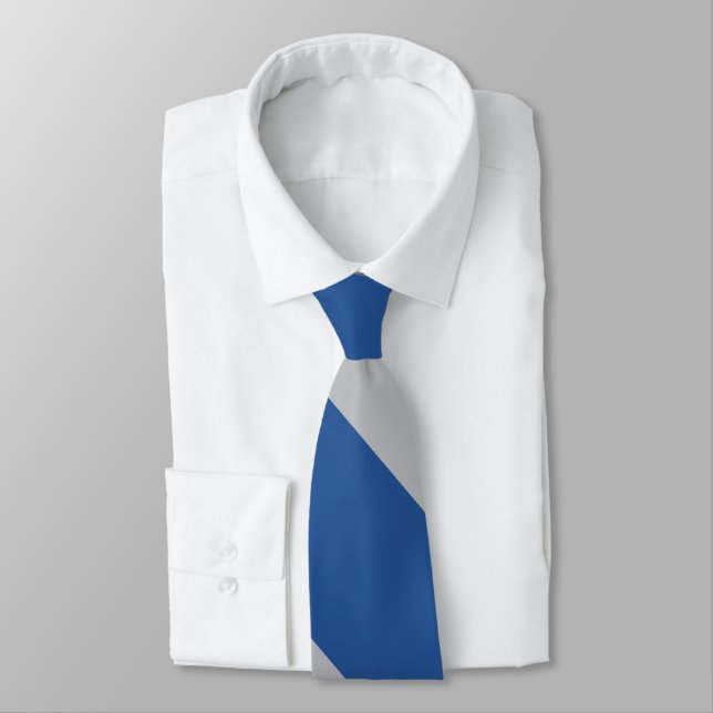 Blue and Silver Force Broad University Stripe Neck Tie (Tied)