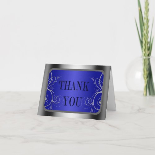 Blue and Silver Frame Graduation Thank You Card
