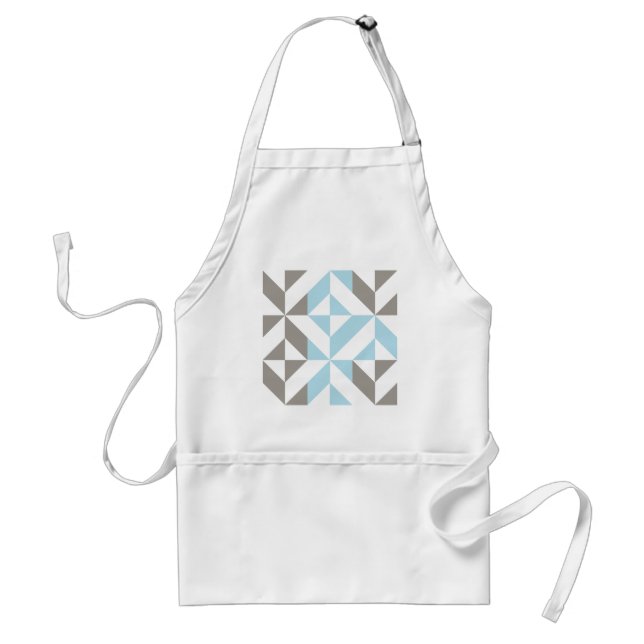 Blue and Silver Geometric ZigZag Adult Apron (Front)