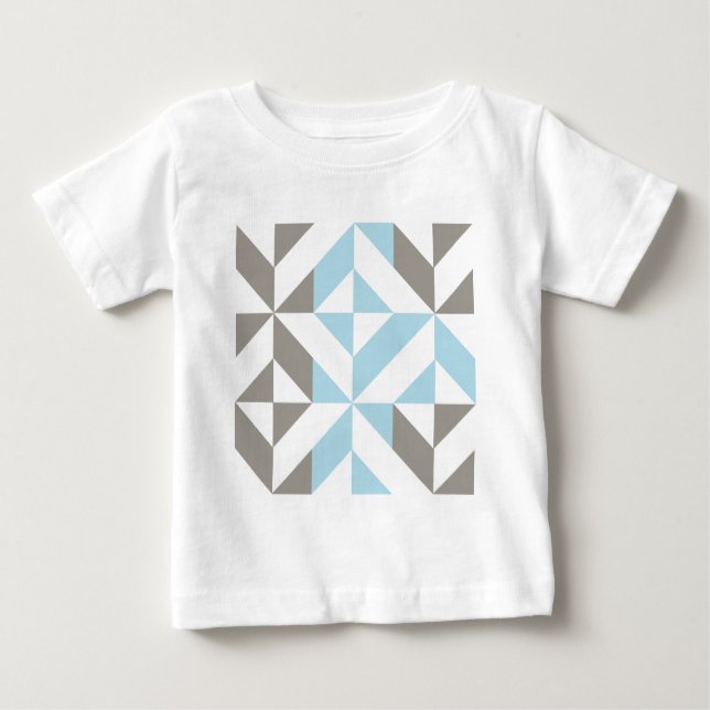 Blue and Silver Geometric ZigZag Baby T-Shirt (Front)