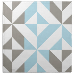 Blue and Silver Geometric ZigZag Cloth Napkin