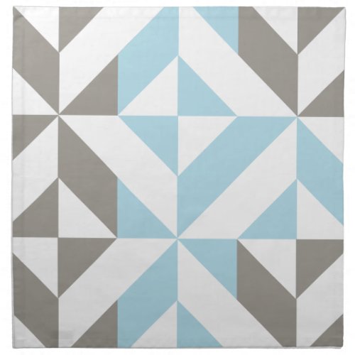 Blue and Silver Geometric ZigZag Cloth Napkin