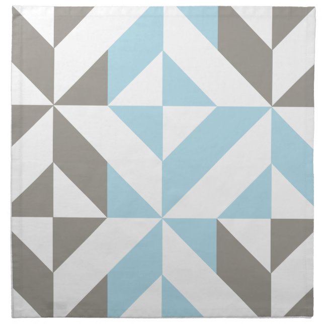 Blue and Silver Geometric ZigZag Cloth Napkin (Front)