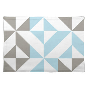 Blue and Silver Geometric ZigZag Cloth Placemat