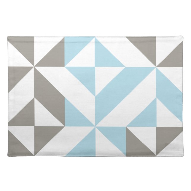 Blue and Silver Geometric ZigZag Cloth Placemat (Front)