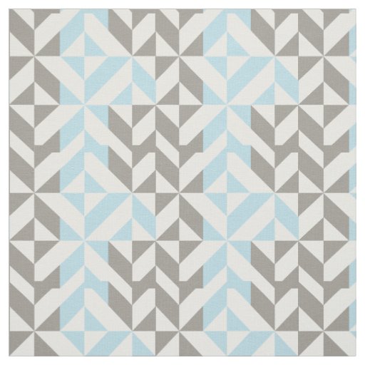 Blue and Silver Geometric ZigZag Fabric
