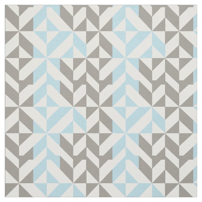 Blue and Silver Geometric ZigZag Fabric (Swatch)