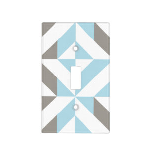 Blue and Silver Geometric ZigZag Light Switch Cover