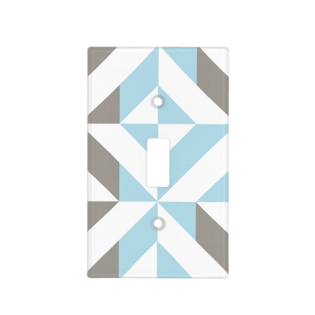 Blue and Silver Geometric ZigZag Light Switch Cover (Front)