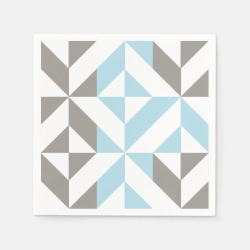 Blue and Silver Geometric ZigZag Napkins