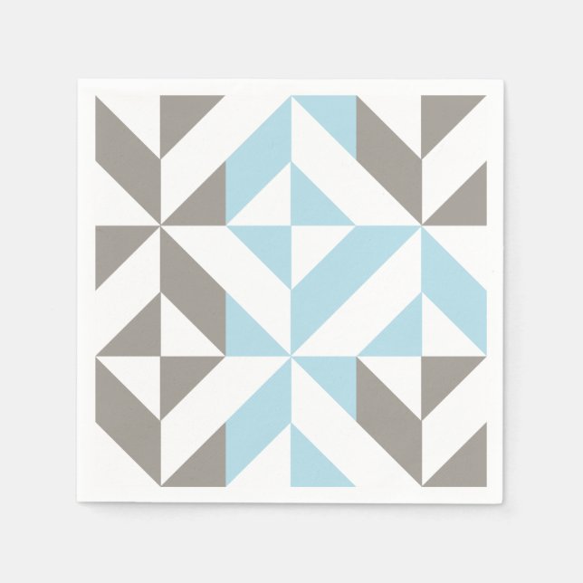 Blue and Silver Geometric ZigZag Napkins (Front)