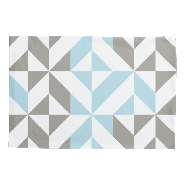 Blue and Silver Geometric ZigZag Pillow Case (Back-Left)
