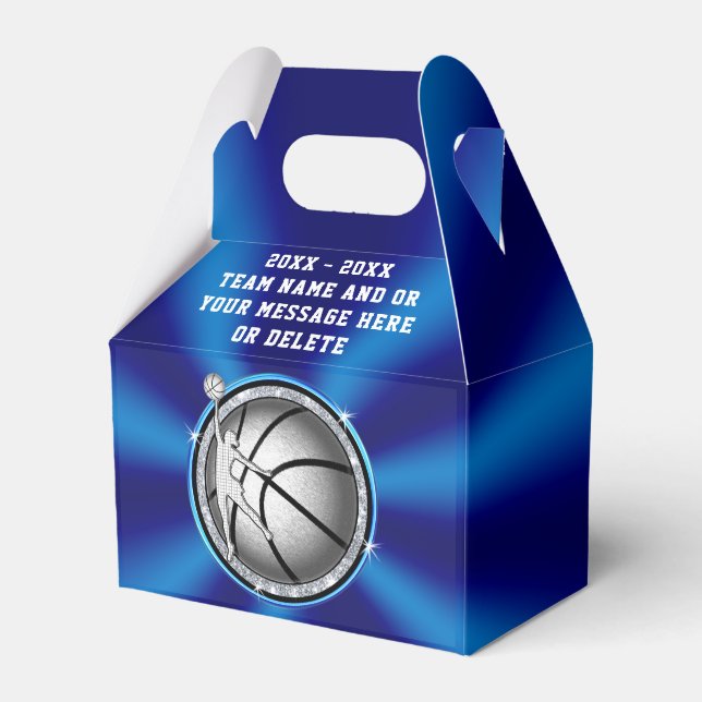 Blue and Silver Girls Basketball Treat Bags Boxes (Front Side)