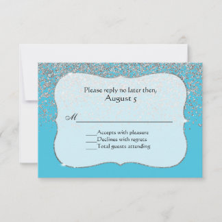 Blue and Silver Glitter Look All Purpose RSVP Card