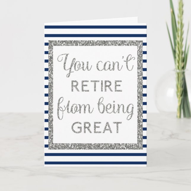 Blue and Silver Glitter Retirement Card (Front)