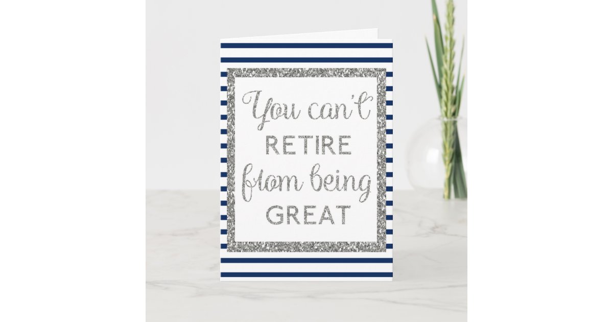 Blue and Silver Glitter Retirement Card | Zazzle