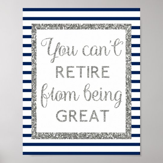 Blue and Silver Glitter Retirement Poster | Zazzle.com