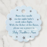 Blue And Silver Glitter Stars Baby Shower Candle Favor Tags