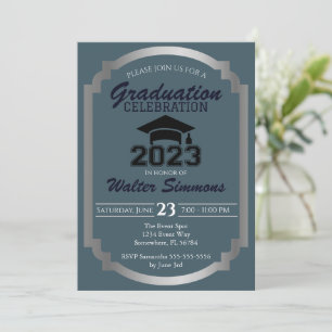 Blue and Silver Graduation Celebration Invitation