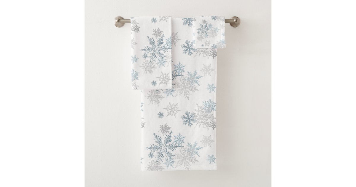 White Snowflake on Dark Green Kitchen Towel, Zazzle