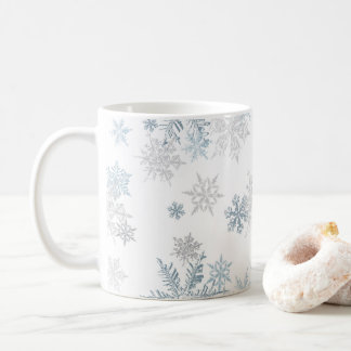 Blue and Silver Gray Winter Wonderland Snowflake Coffee Mug