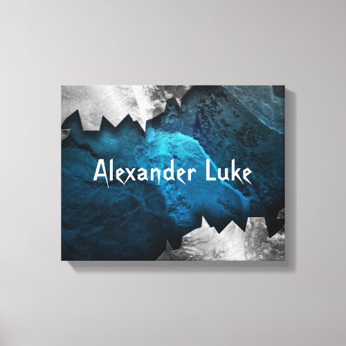 Blue and Silver Grunge MetalStone Design Canvas Print