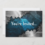 Blue and Silver Grunge Metal/Stone Design Invitation