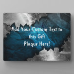 Blue and Silver Grunge Metal/Stone Design Plaque