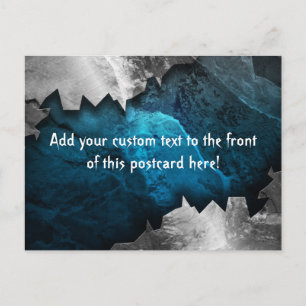 Blue and Silver Grunge Metal/Stone Design Postcard