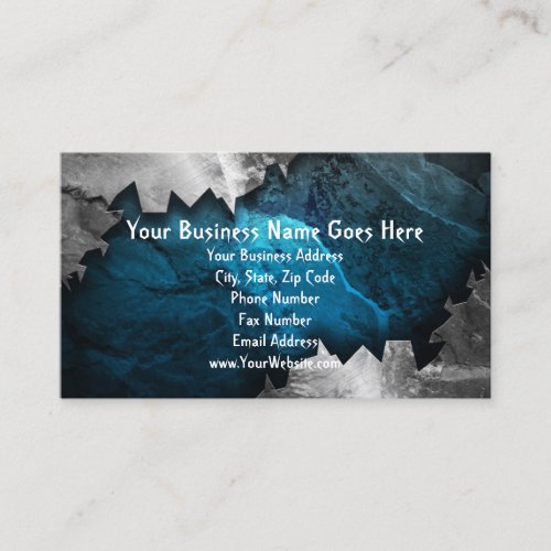 Blue and Silver Grunge MetalStone Music Band Rock Business Card