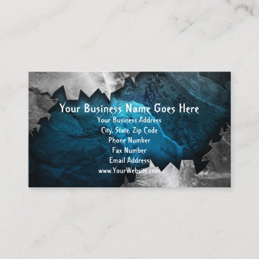 Customizable Blue and Silver Grunge Metal/Stone Design Business Cards