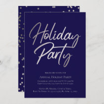 Blue and Silver Holiday Party Invitations