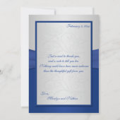 Blue and Silver Joined Hearts Photo Thank You Card (Back)