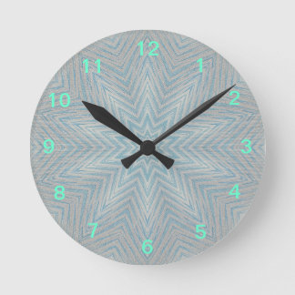 Blue and Silver Kaleidoscope Star Pattern Clock