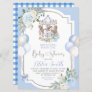 Blue and Silver Magical Carousel Baby Shower Invitation