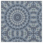 Blue and Silver Mandala Pattern Design Fabric